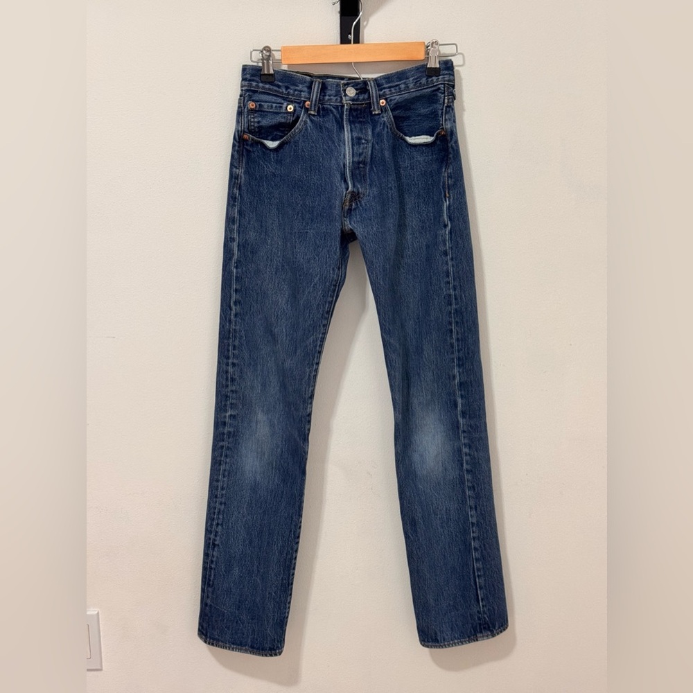 Levi's 501 Straight Leg Jeans in Dark Blue Denim